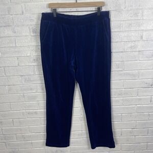 Lauren Ralph Lauren Blue Velour Track Pants Womens Size L Comfy Athleisure Loung